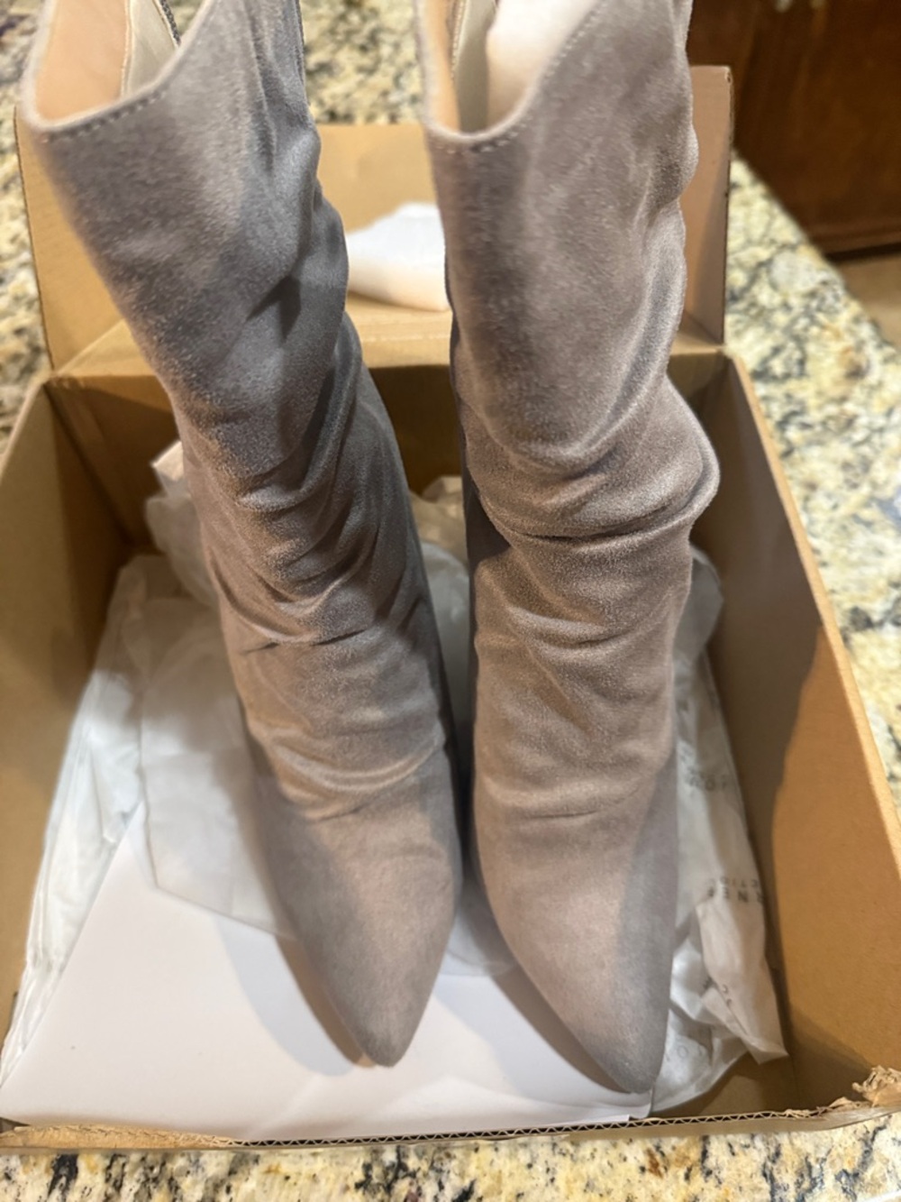 Journee Collection Gray Suede Pointed-Toe Slouch Boots